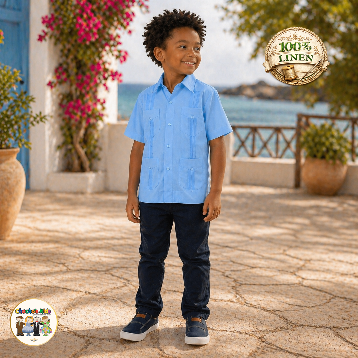 Boys Classic Guayabera 100% Linen