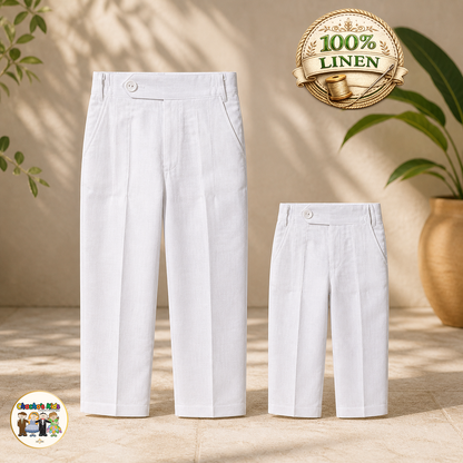 Boys 100% Linen Guayabera Set (White)
