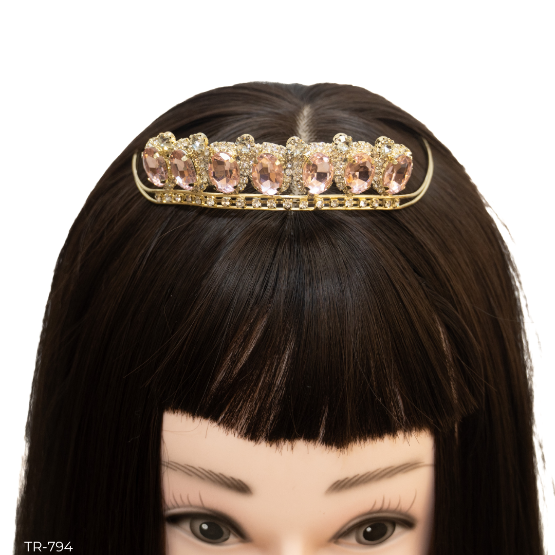 Girls Princess Tiara (TR-794)-Girls-Gold/Pink-Chacho's Kids