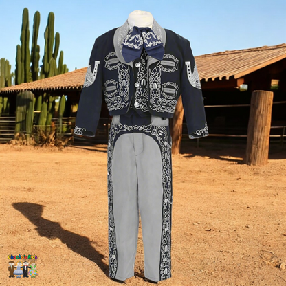 Charro Suit (6-Piece) Navy/Gray-Boys-1-Chacho’s Kids