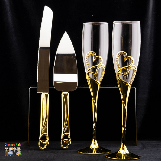 Wedding Flutes & Serving Set- Gold-407