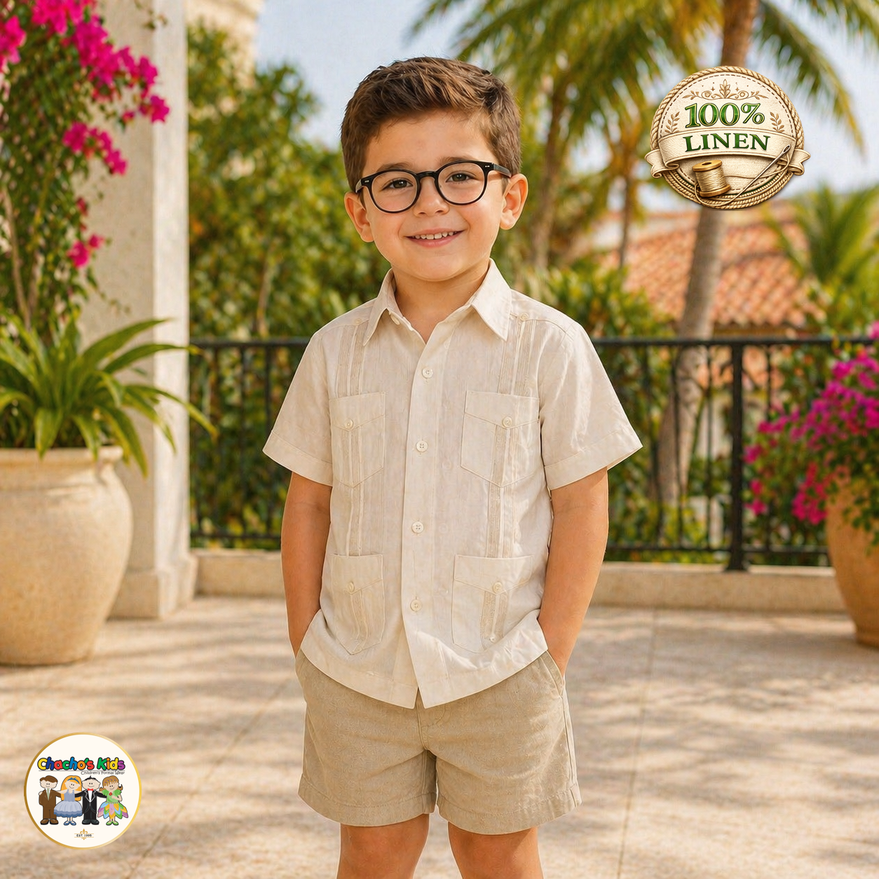 Boys Classic Guayabera 100% Linen