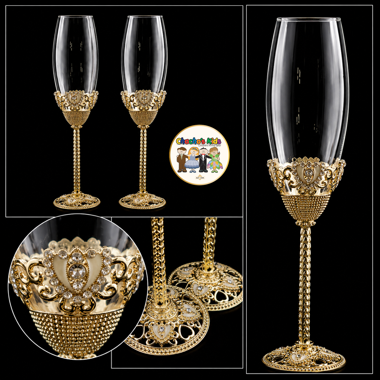 Royal Heart Wedding Flutes (Gold)-807