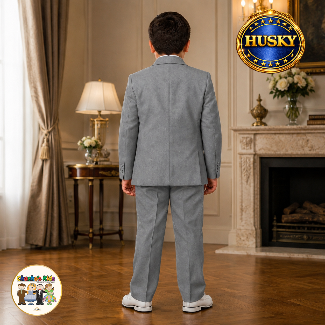 Executive Italian-Cut Boys Husky Suit-Premium (Gray)