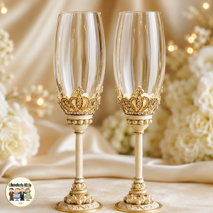 Wedding Flutes Set-Gold-803