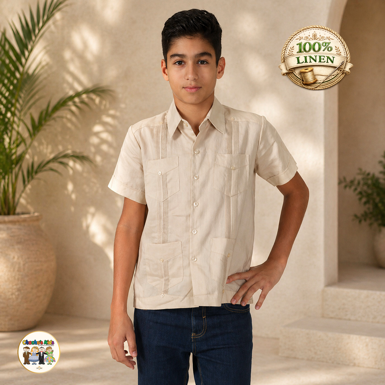 Boys Classic Guayabera 100% Linen