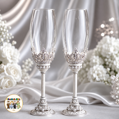 Wedding Flutes Set-Silver-803
