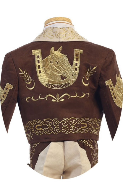 Charro Suit (6-Piece) Ivory/Brown