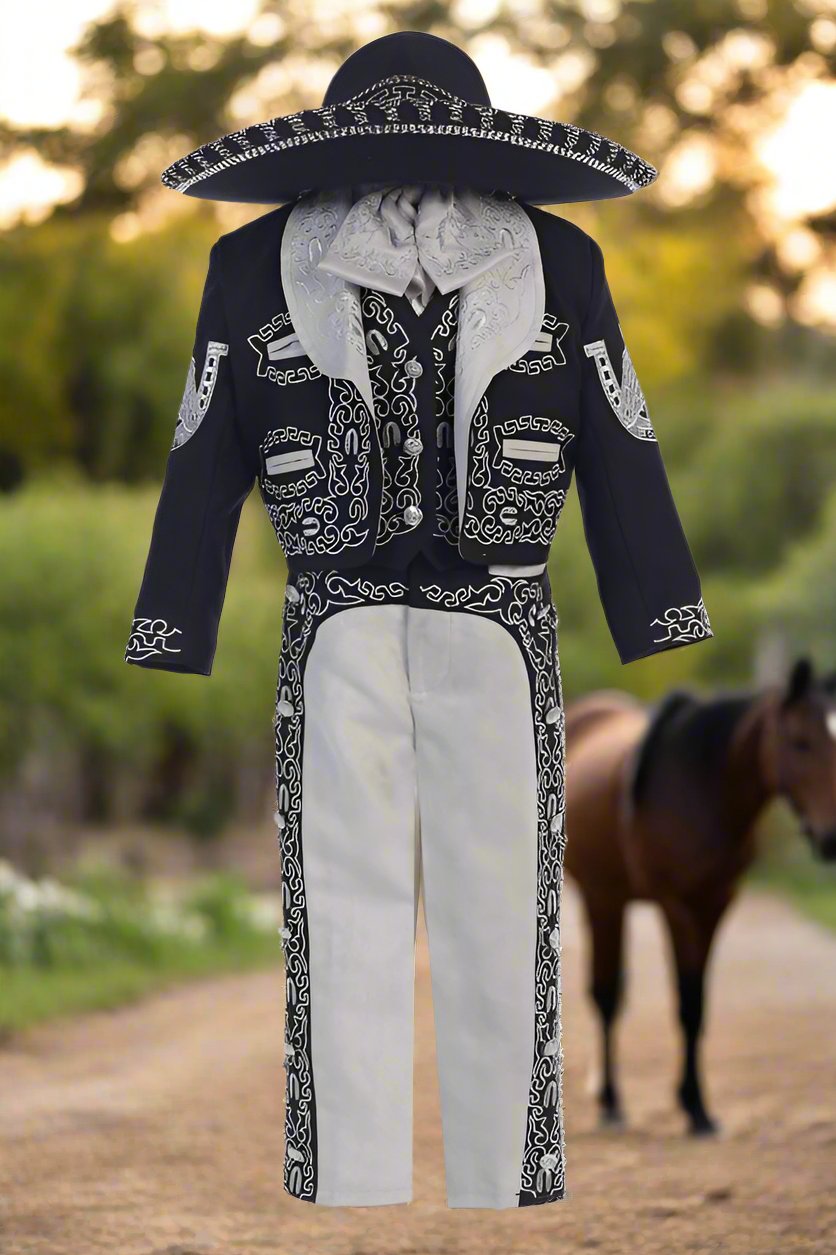 Charro Suit (6-Piece) Black/Gray-Boys-Chacho's Kids
