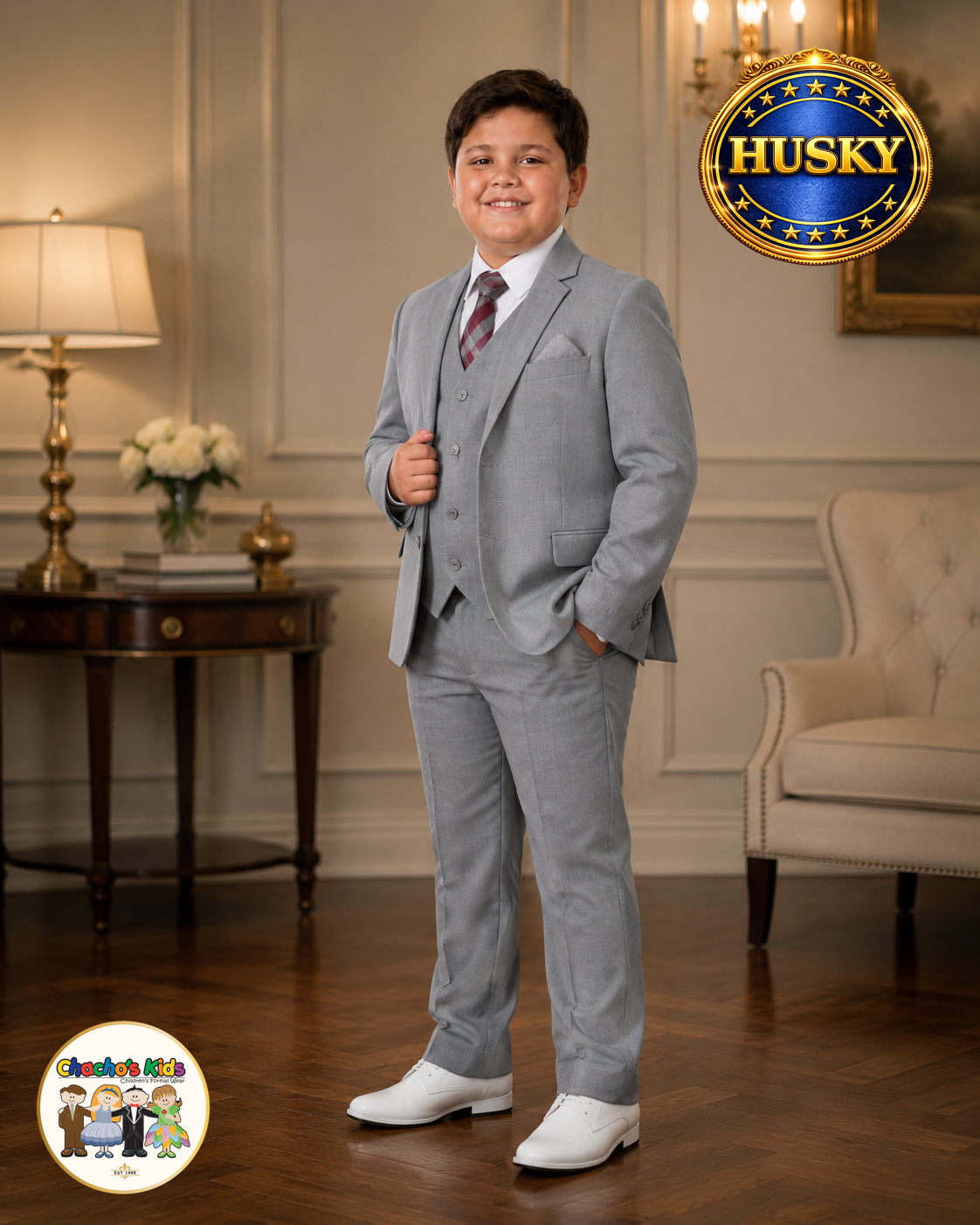 Executive Italian-Cut Boys Husky Suit-Premium (Gray)