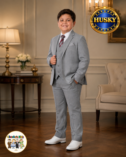 Executive Italian-Cut Boys Husky Suit-Premium (Gray)