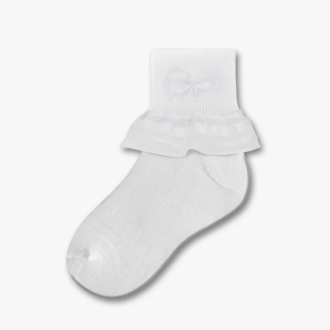 Girl's Lace Trim Anklet Socks (9039)-Girls-White-3-4½-Chacho's Kids
