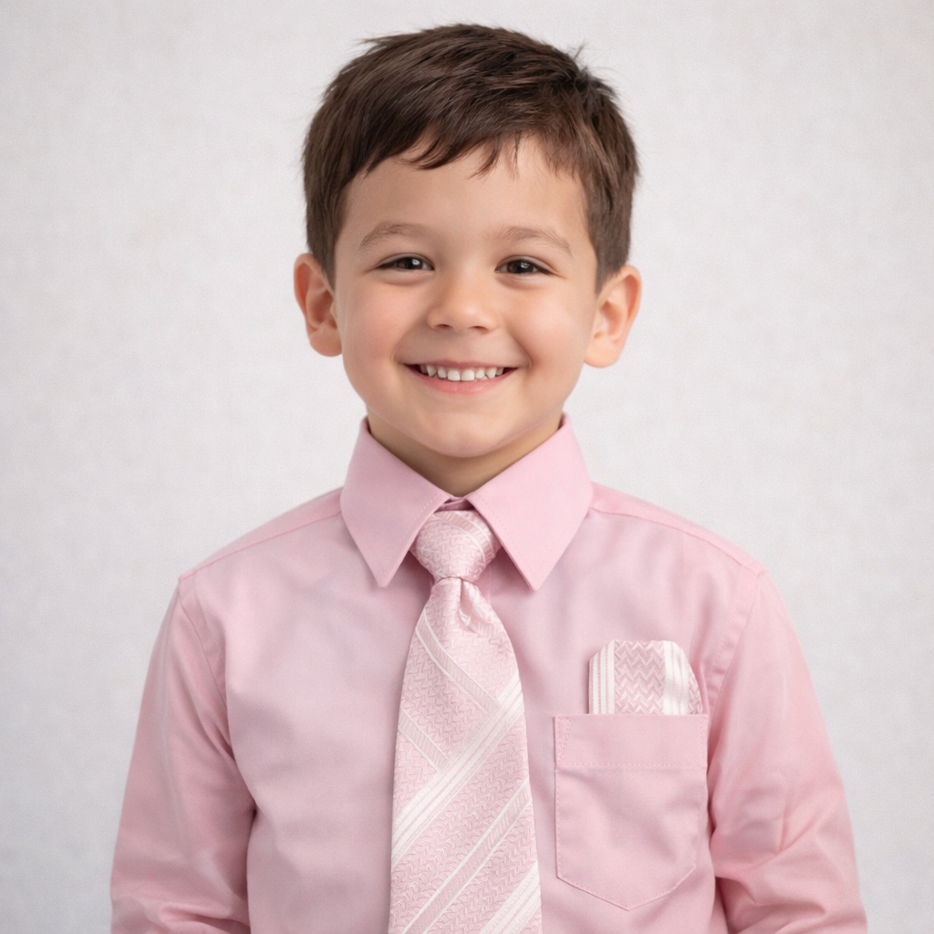 Premium-Pink Dress Shirt w/Tie