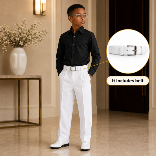 Classic Boys Dress Pants (White)