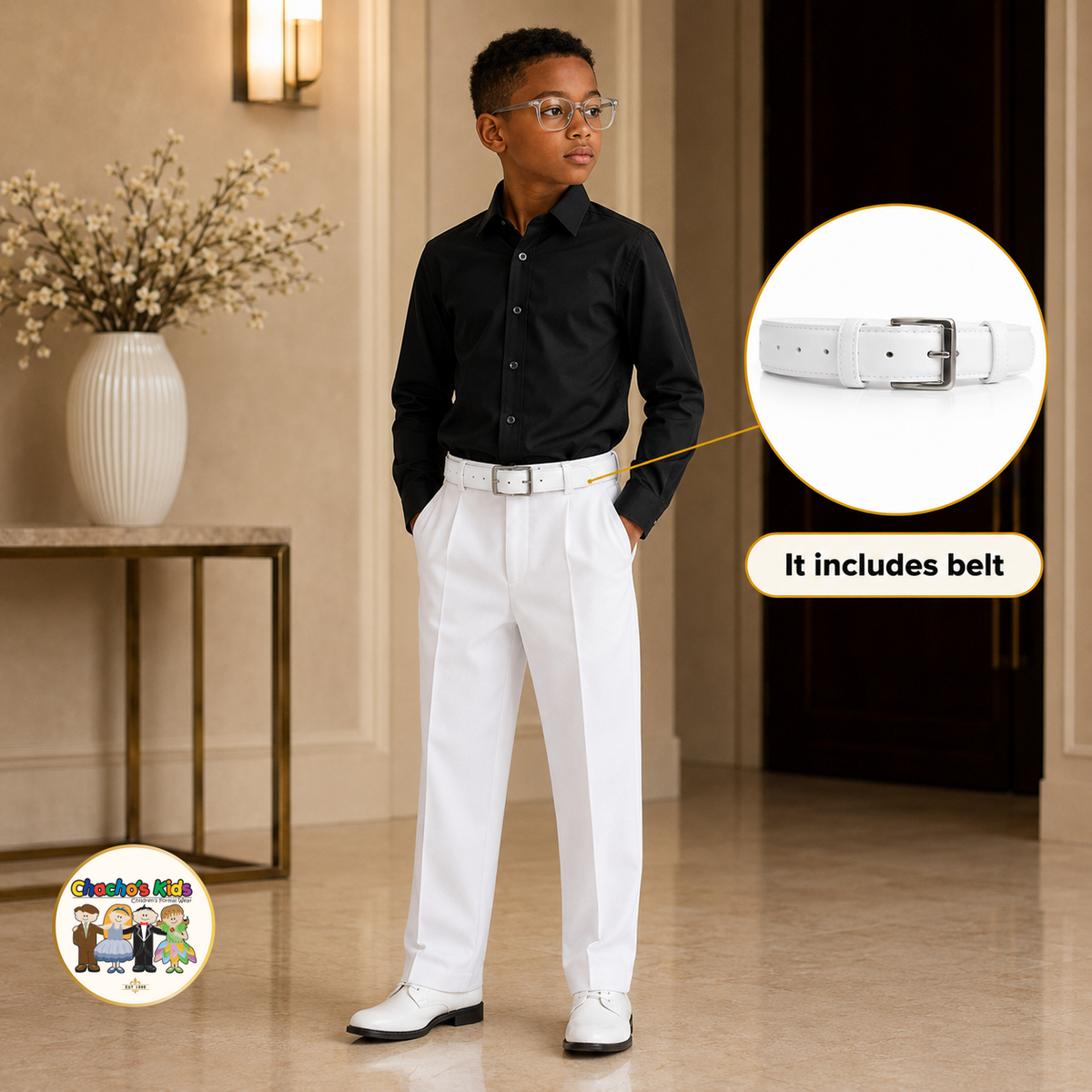 Classic Boys Dress Pants (White)