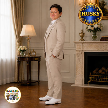 Executive Italian-Cut Boys Husky Suit-Premium (Khaki)