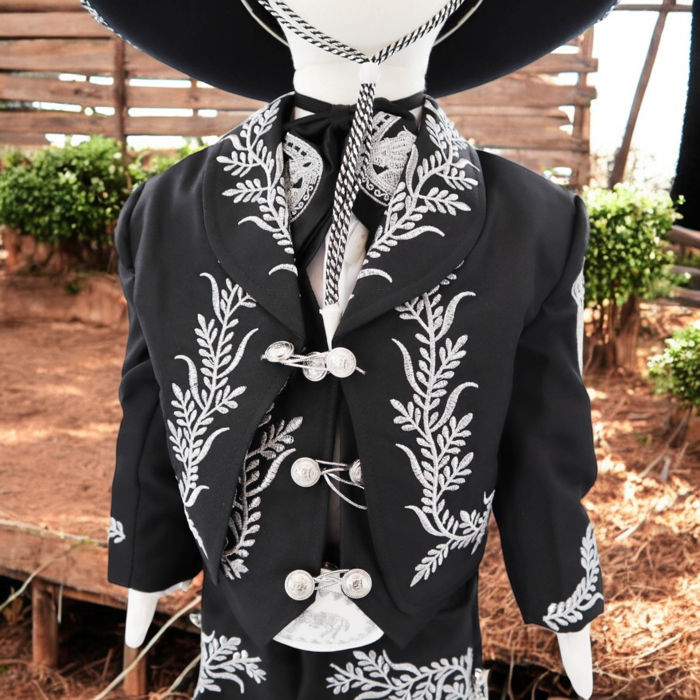 Charro Suit (7-Piece) (Black/Horse/Silver)-Boys-Chacho's Kids