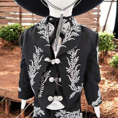 Charro Suit (7-Piece) (Black/Horse/Silver)-Boys-Chacho's Kids