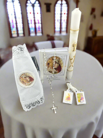 Girls Basic First Communion Candle Set (English)