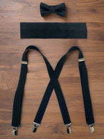 Boys 3 Piece Suspender Set (Black)-Boys-Chacho’s Kids