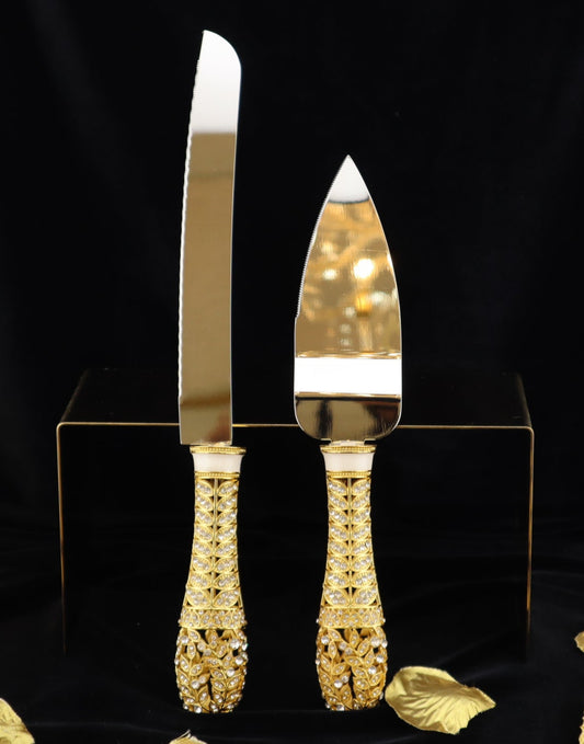 Wedding Knife & Serving Set-GOLD-WNF182