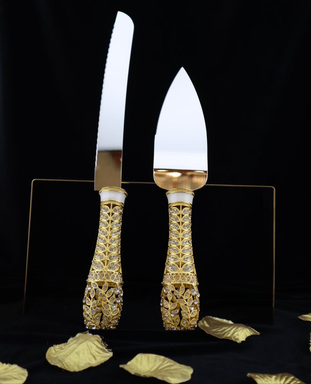 Super Elegant Wedding Wine Cups/ Wedding Knife & Serving Set-GOLD-WNF182-Wedding Accessories-Chacho's Kids