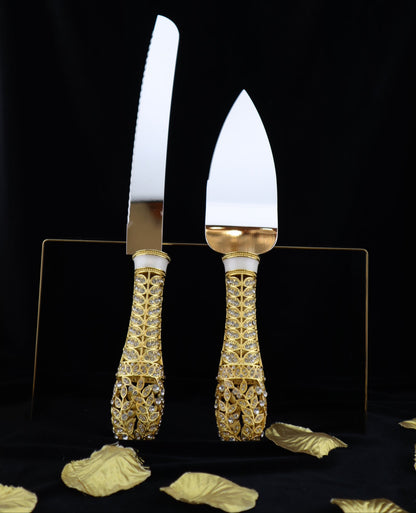 Wedding Knife & Serving Set-GOLD-WNF182