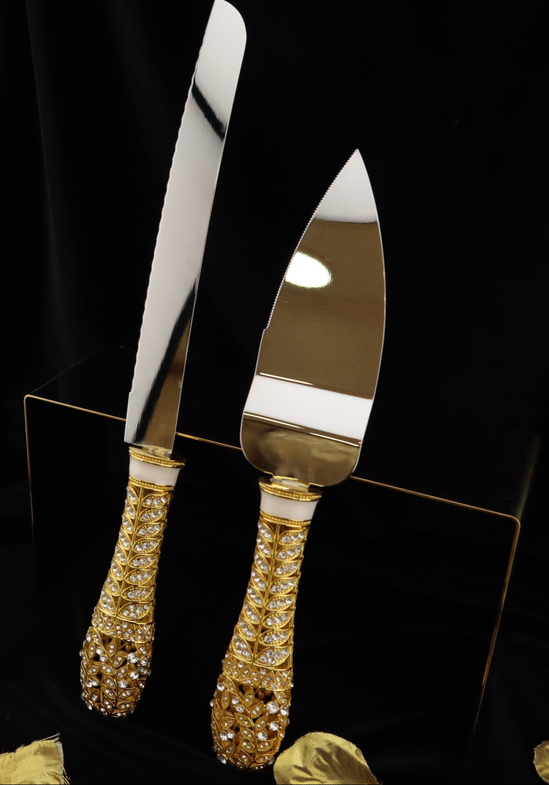 Super Elegant Wedding Wine Cups/ Wedding Knife & Serving Set-GOLD-WNF182-Wedding Accessories-Chacho's Kids