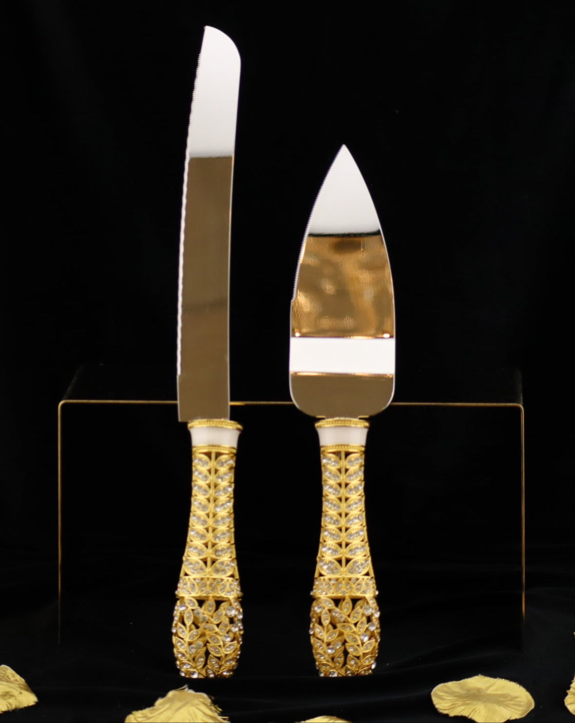 Super Elegant Wedding Wine Cups/ Wedding Knife & Serving Set-GOLD-WNF182-Wedding Accessories-Chacho's Kids