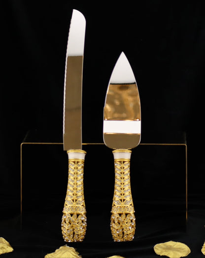 Wedding Knife & Serving Set-GOLD-WNF182