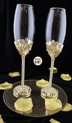 Super Elegant Wedding Wine Cups/ Wedding Flutes Set-Gold-805-Wedding Accessories-Chacho's Kids