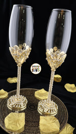 Super Elegant Wedding Wine Cups/ Wedding Flutes Set-Gold-805-Wedding Accessories-Chacho's Kids