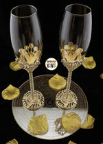 Super Elegant Wedding Wine Cups/ Wedding Flutes Set-Gold-805-Wedding Accessories-Chacho's Kids