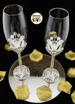 Super Elegant Wedding Wine Cups/ Wedding Flutes Set-Silver-805-Wedding Accessories-Chacho's Kids