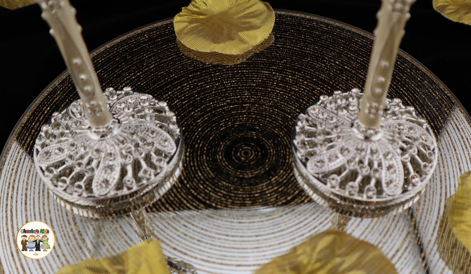 Decorative Wedding Flutes on a dark background