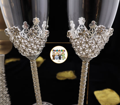 Wedding Flutes & Serving Set-Silver-800