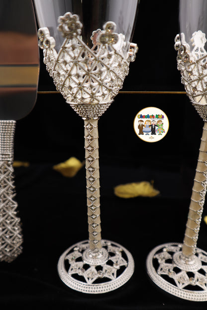 Wedding Flutes & Serving Set-Silver-800