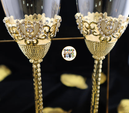 Wedding Flutes & Serving Set-Gold-807