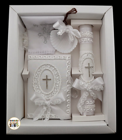 Unisex 6 Piece Baptism Candle Set (English)