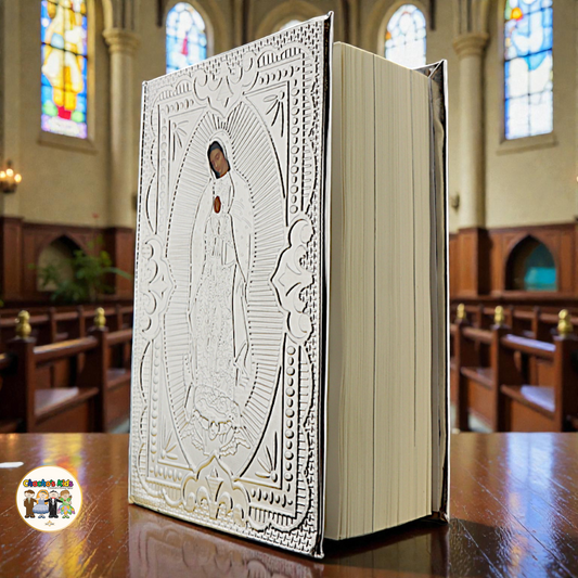 Artisanal Embossed Metal Holy Bible-Virgin Mary