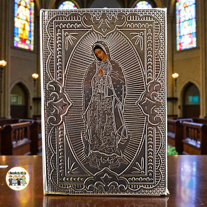 Artisanal Embossed Metal Holy Bible-Virgin Mary