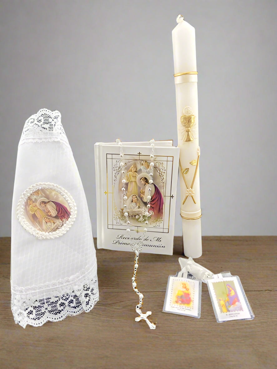 Girls Basic First Communion Candle Set (Spanish)