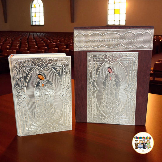 Artisanal Embossed Metal Holy Bible (Cedar Box)-Silver