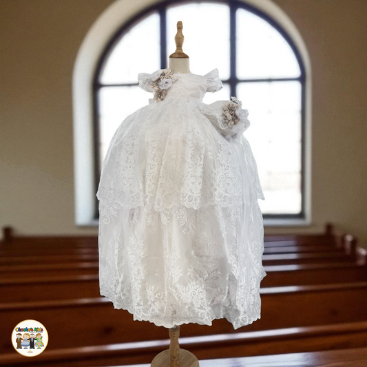 Girls Baptism Dress - White (Kimberly)