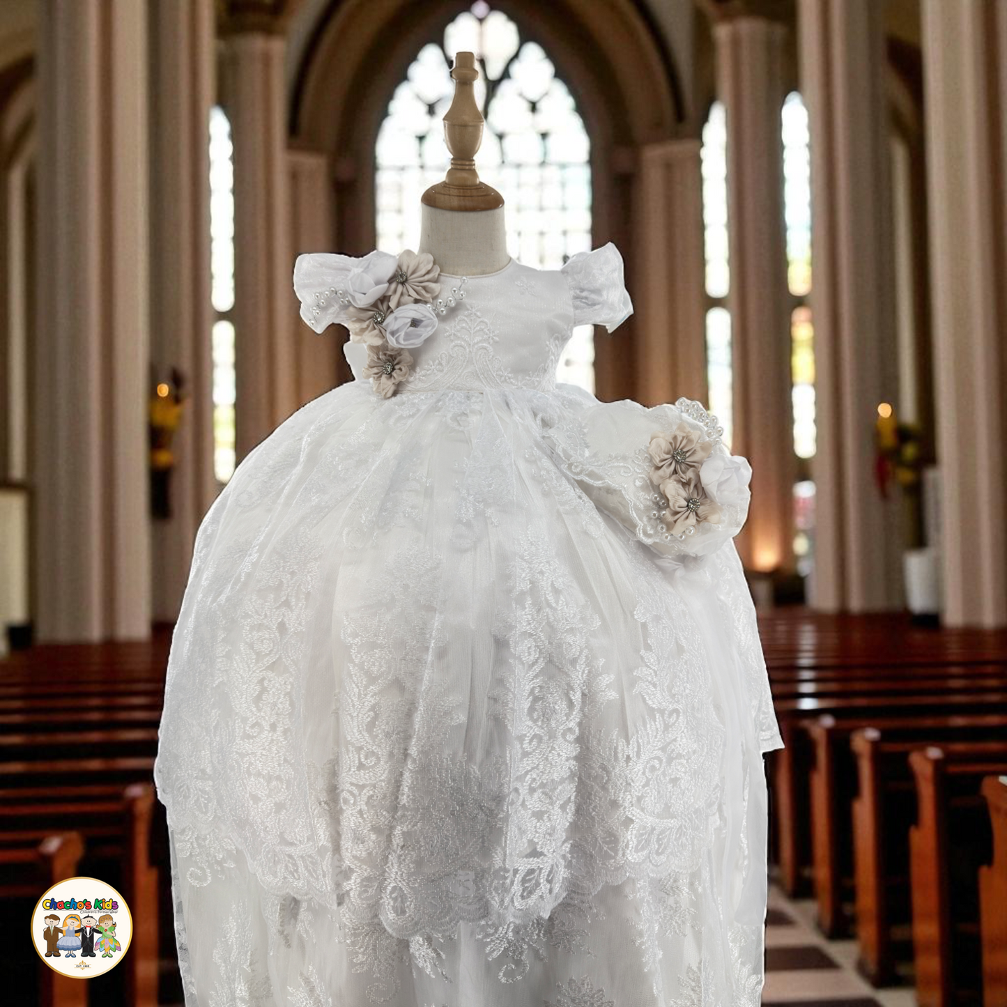 Girls Baptism Dress - White (Kimberly)