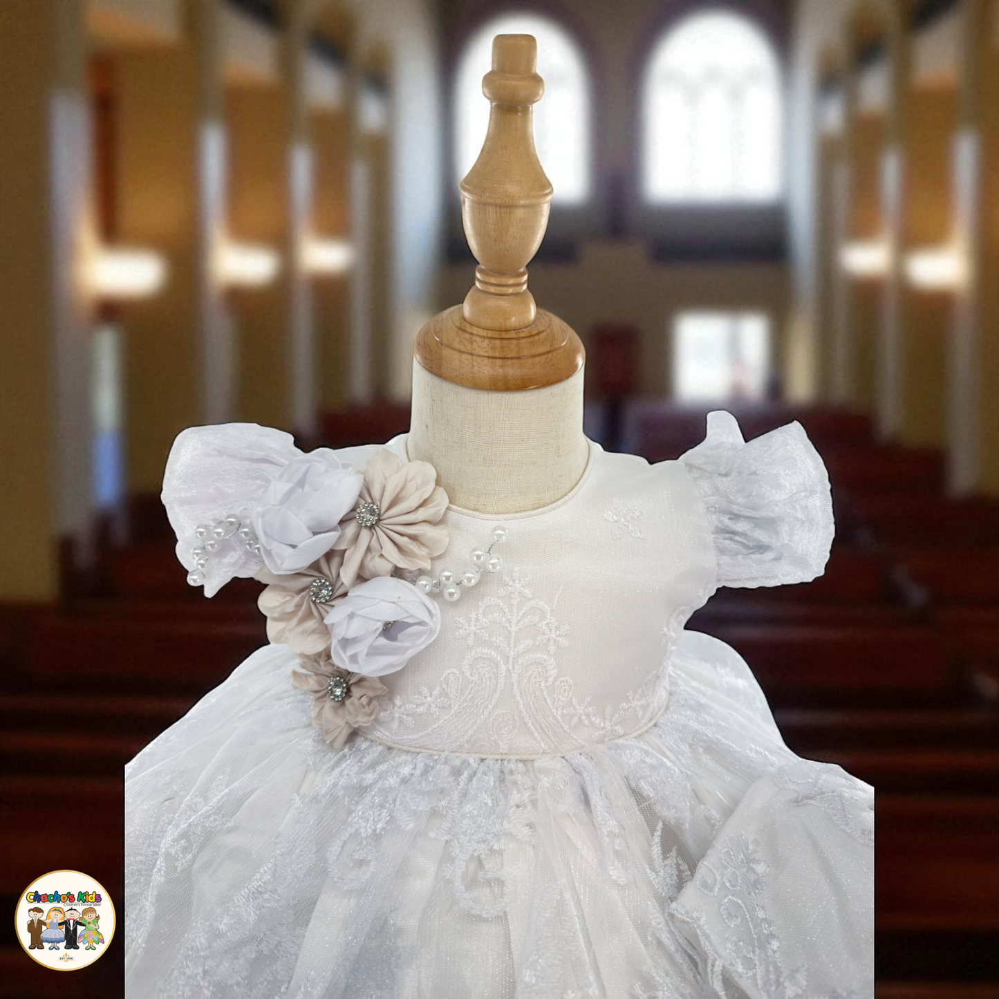 Girls Baptism Dress - White (Kimberly)