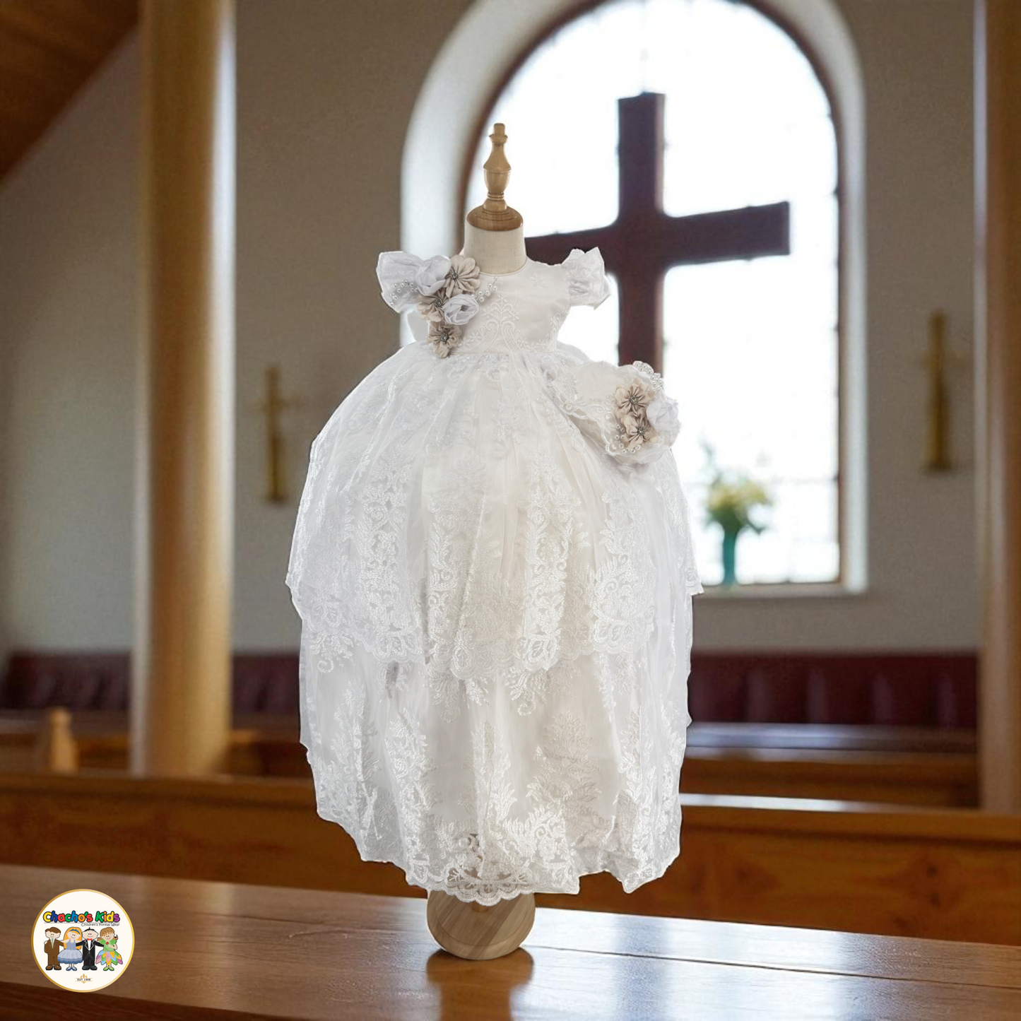 Girls Baptism Dress - White (Kimberly)