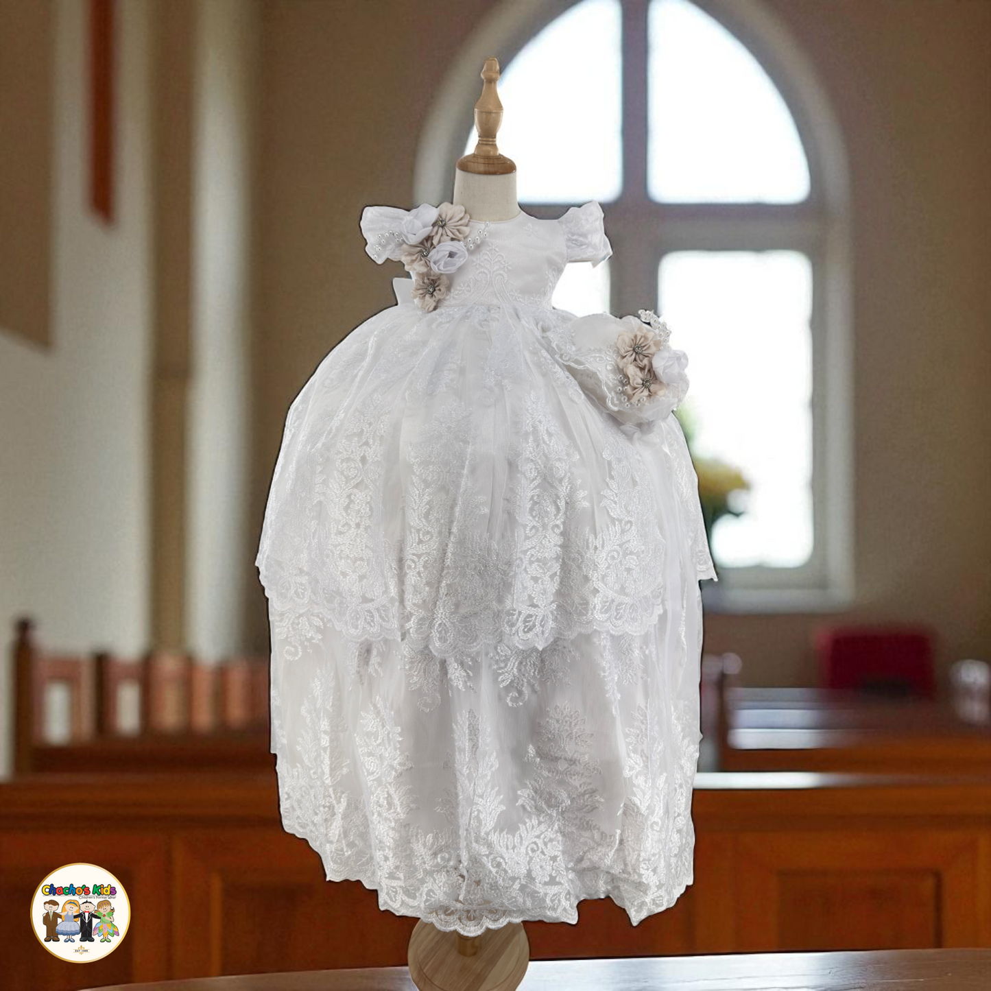 Girls Baptism Dress - White (Kimberly)