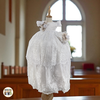 Girls Baptism Dress - White (Kimberly)