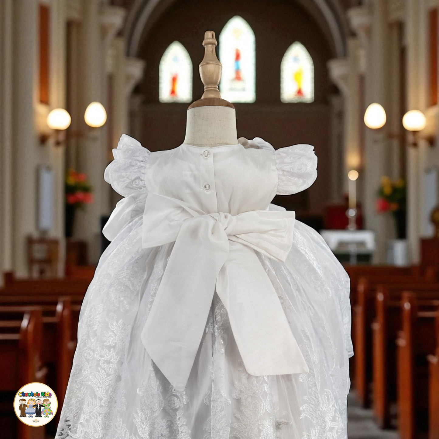 Girls Baptism Dress - White (Kimberly)